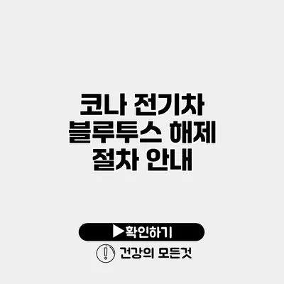 코나 전기차 블루투스 해제 절차 안내
