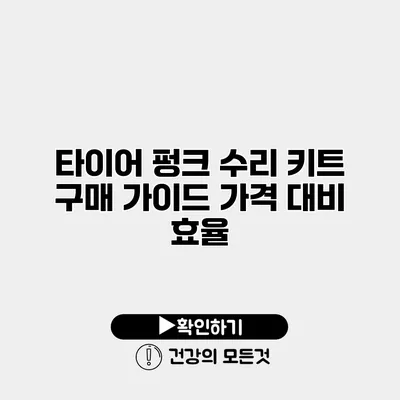 타이어 펑크 수리 키트 구매 가이드 가격 대비 효율