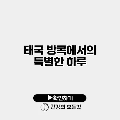 태국 방콕에서의 특별한 하루