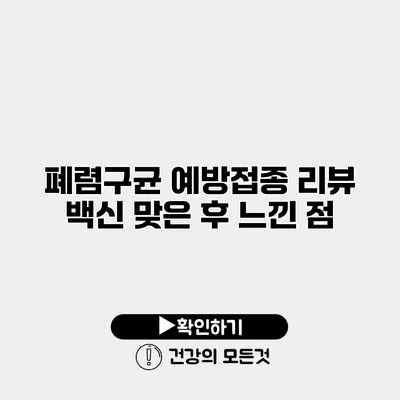 폐렴구균 예방접종 리뷰 백신 맞은 후 느낀 점