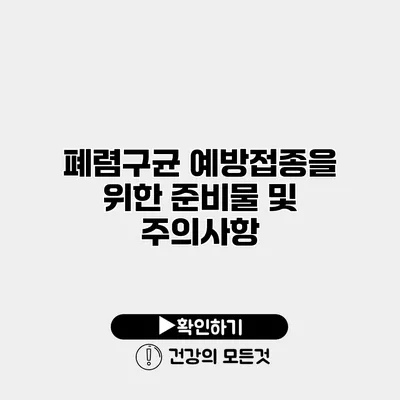 폐렴구균 예방접종을 위한 준비물 및 주의사항